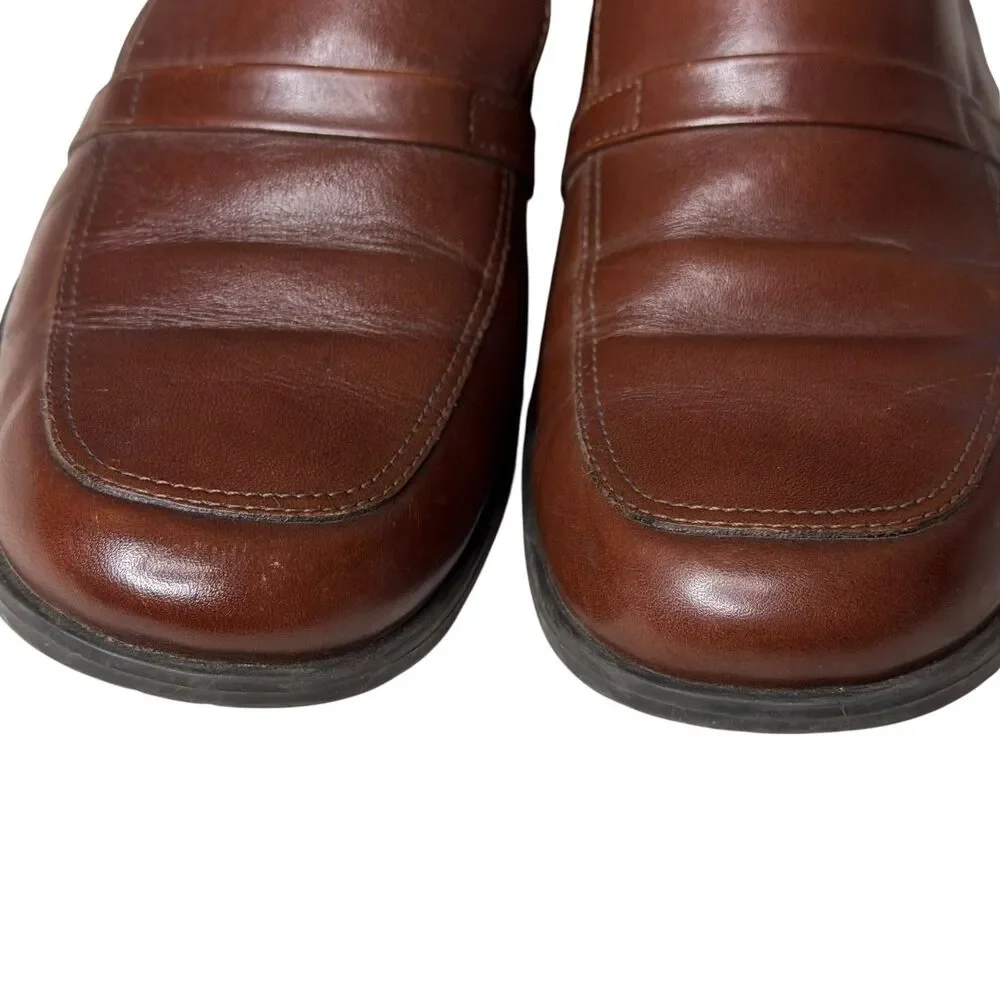 Naturalizer Womens Leather Loafers Block Heel Slip On Shoes Brown 9.5